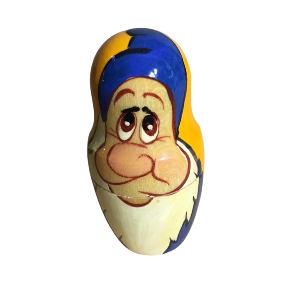 Set of 5 Snow White & the Seven Dwarfs Wooden Nesting Dolls Hand Painted Russia